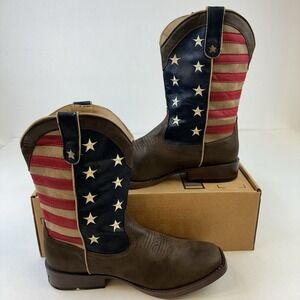 Roper Western Boots Mens American Patriot Brown Size 10